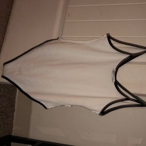 White with black lining bodysuit